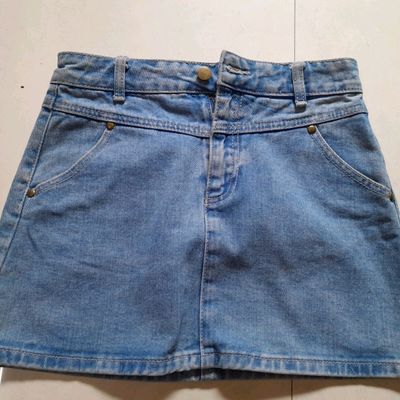 Buy Girls Navy Acid Wash Front Button Denim Mini Skirt Online at Sassafras
