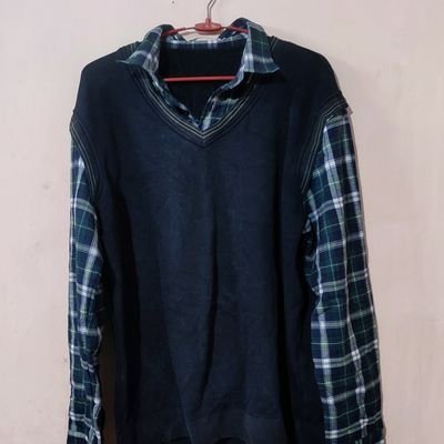 Shirt with hot sale attached sweater