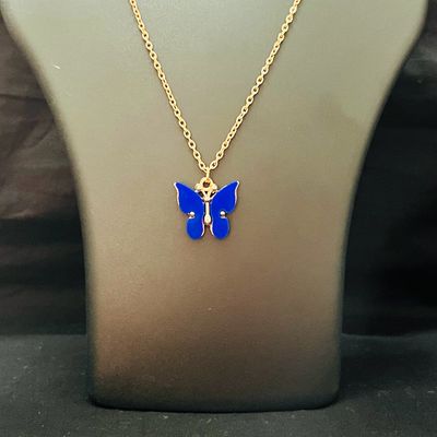 Butterfly necklace blue silver - WhimsyJewelry