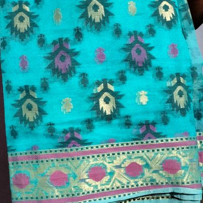 Sarees | Sky Blue Cotton Printed Saree For Women | Freeup