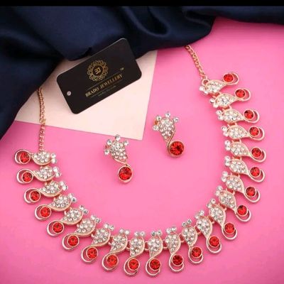 Brado Jewellery Dark Pink Diamond Choker Necklace Jewellery Set