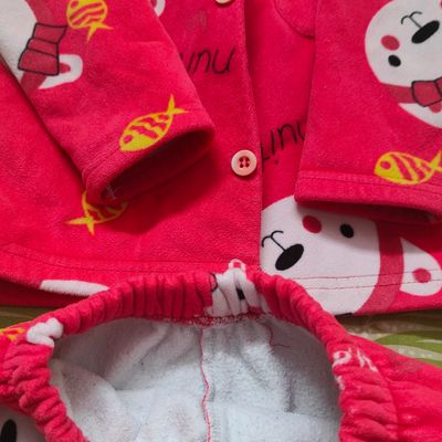 Buy Fleece Baby Pink Winter Night Suit for Women at Secret Wish | 495346