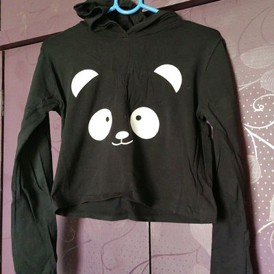 Panda crop shop top hoodie