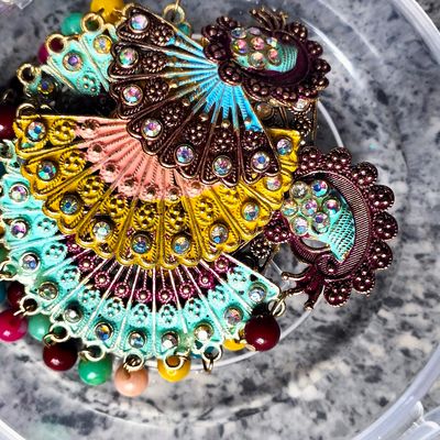 Peacock color store earrings