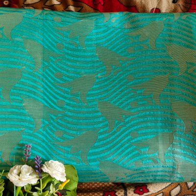 Banarasi Silk Traditional Saree in Blue with Thread work | Jute silk saree, Jute  sarees, Saree