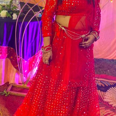 Vintage Red Mirror Work Bridal Wear Lehenga Choli In Silk SFIN225 –  ShreeFashionWear