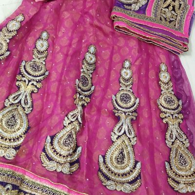 Wine Varnish Lehenga Choli With Kurta For Couple - Bella Signora