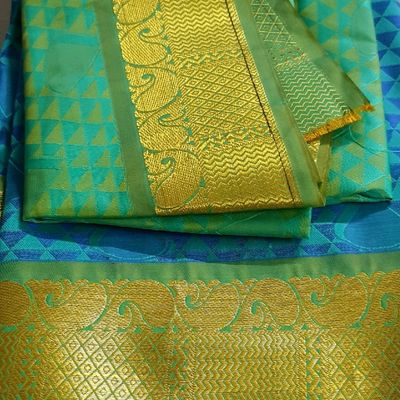 Classic Royal Blue And Sea Green Silk Saree Online | Bagtesh Fashion