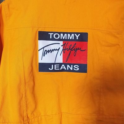 Vtg. 90s Rare Tommy Hilfiger Double Logo Patch Denim Jean Jacket Men's  xLarge | eBay
