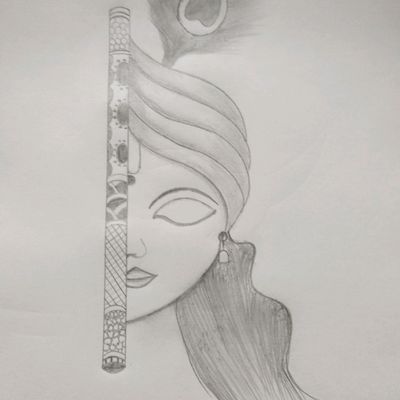Nice drawing | Krishna drawing, Krishna art, Radha krishna sketch