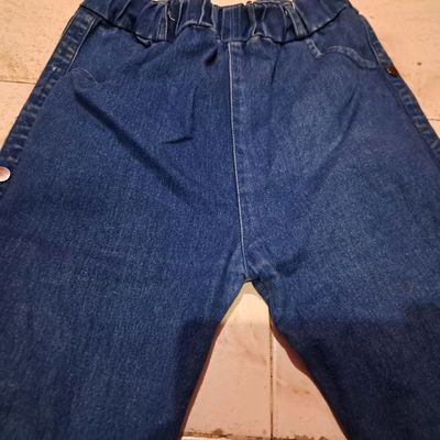 Girls Bell Bottom Jeans Elatice Waist Vintage Stretchy Blue Denim