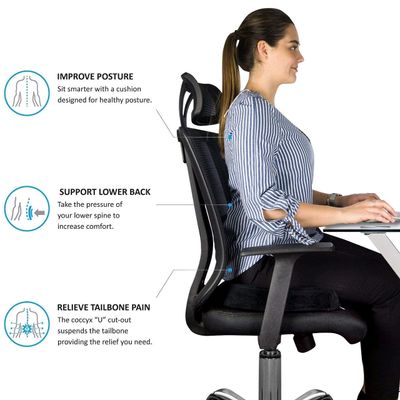 Office -Car Cushion, Memory Foam, Tailbone Pain, Sciatica Relief Correct  Posture