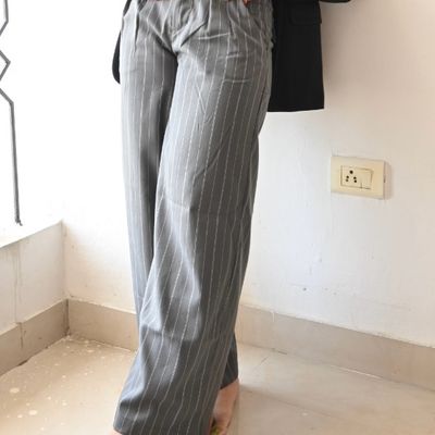 Loose low-rise eco-leather trousers :: LICHI - Online fashion store