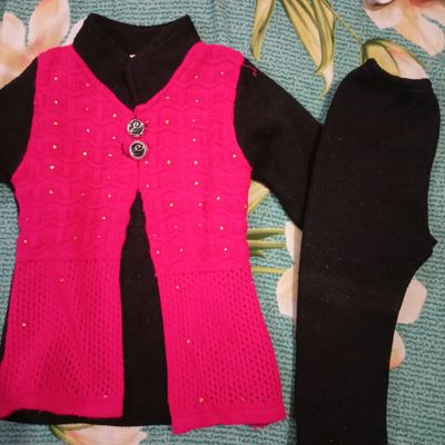 DORCHIS Baby Girl Dress for 1-2 Years – Woolen Frock Orange/Peach-White,  Handmade with Crochet – Dorchis – Handmade Baby Dress Online Shop