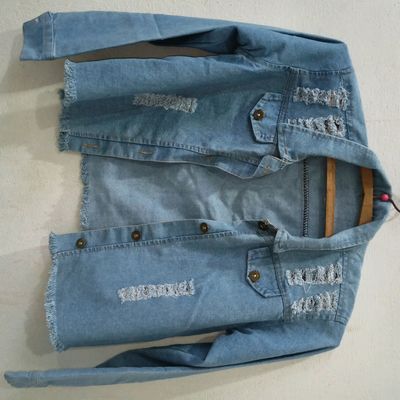 Women's Distressed Denim Jacket - Medium Vintage | Rock and Roll Denim