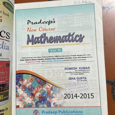 Textbooks Pradeep s Mathematics Guide VOL 1 2 class XI Freeup