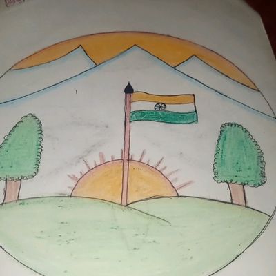Independence Day Drawing For Competition|| Republic Day Drawing || Flag  Scenery Drawing. | Independence day drawing, Flag drawing, Art drawings for  kids