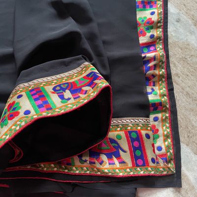 Buy hutah Self Design, Embroidered Bollywood Velvet, Cotton Silk Black  Sarees Online @ Best Price In India | Flipkart.com