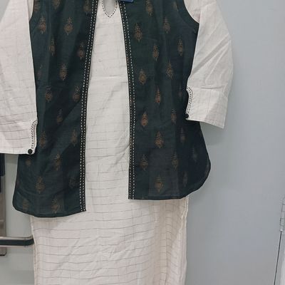 Buy Anarkali Jaipuri Rayon Kurti with Long Jacket for Women's DK041 (Large)  at Amazon.in