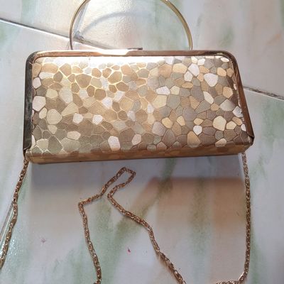 Black & Gold Textured Clutch Hand Bag – Unique Vintage