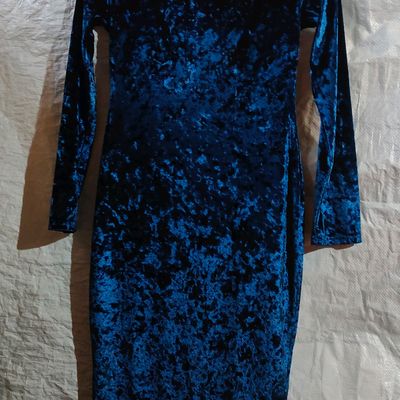 Navy Velvet Lace Dress, Stretch Velvet Dress