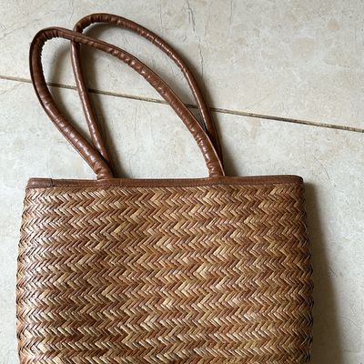 Woven Cotton Women Handbags Bamboo Girls Purses New Ring Summer Fashion  Casual Female Clutch Hollow Weave Ladies Top Handle Bags