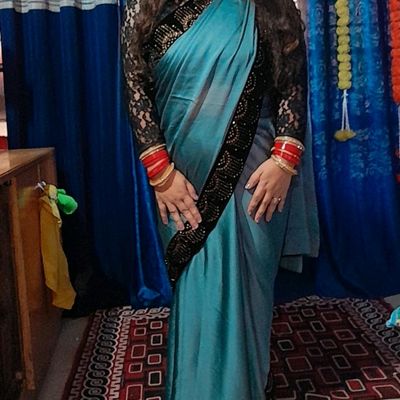 Grey Color Flower Border Saree