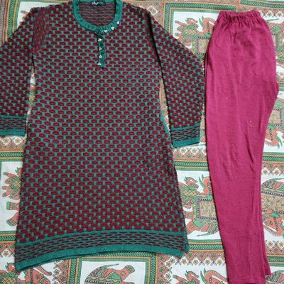 Maroon All Over Embroidered Woolen Kurti – Sulbha Fashions