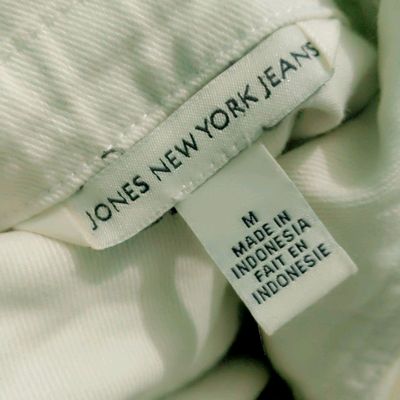 Jones New York Solid White Denim Jacket Size L - 69% off | ThredUp