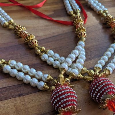 Projapoti - White Beads Choker Set