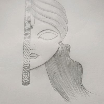 Colour Pencil Sketch on Pastel Paper. Size- 24x36in. Theme - RADHA KRISHNA  - crafttatva.com