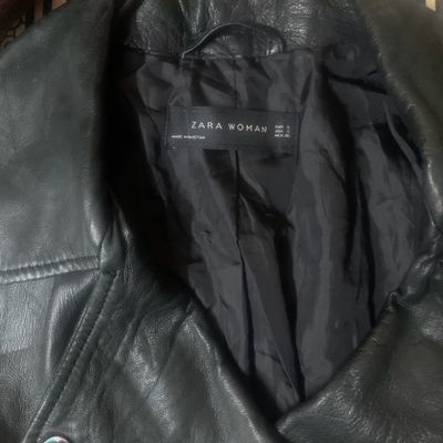 Black Curved pocket tumbled-leather biker jacket | Raey | MATCHES UK