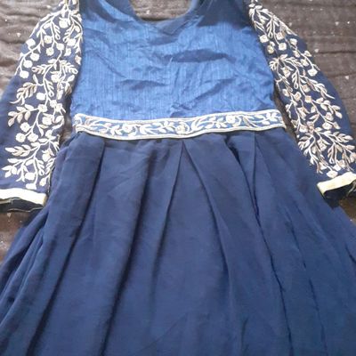 Exclusive Berry Blue Gown with Heavy Golden Work, Design GWN #936