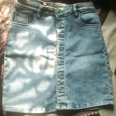 Topshop Black Denim Silver Western Buckle Jean Mini Skirt Size 2 | eBay