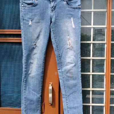 Jeans Trousers Vintage Sky Blue Rugged Jeans Freeup