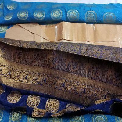 VSA14 - magenta color body & copper sulphate blue color pallu , blouse pure  silk saree - Varnaa