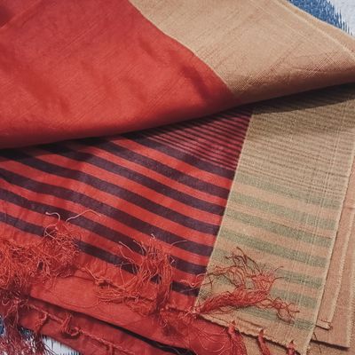 Sarees, Brick Red Saree With Stitched Blouse