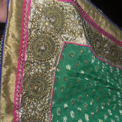 Mimosa Olive Green Silk Woven Saree With Unstitched Blouse