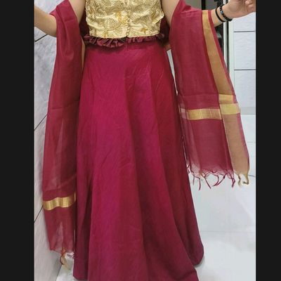 Maroon and Gold Embroidered Semi-stitched Lehenga & Unstitched Blouse -  Etsy Canada | Raw silk lehenga, Western outfits women, Clothes for women