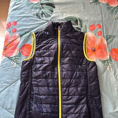 Logo Print High Neck Sleeveless Padded Jacket