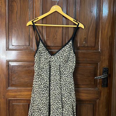 Camisoles & Slips, Leopard Print Babydoll Slip Dress