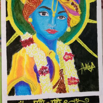 KRISHNA DRAWING HANDMADE WITH PENCIL COLOUR - Other Hobbies - 1764016489