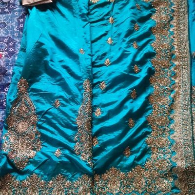 Buy Teal Blue Heavy Party Wear Saree