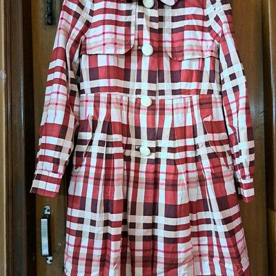 Red check coat on sale womens