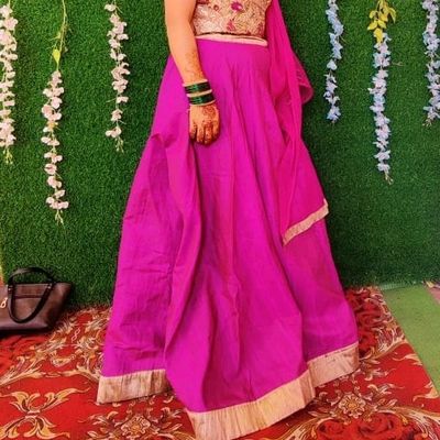 Pink and Gold Bridal Lehenga with Light Peach Dupatta