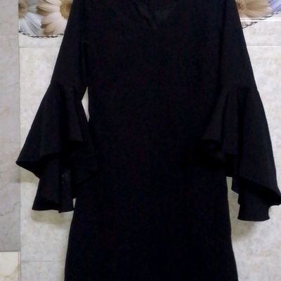 Black Formal Padded Bell Sleeves Dress | Stylish clothes for women, One  piece dress design, Frock for teens