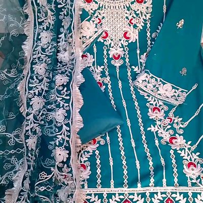Beige Embroidery Work Georgette Designer Printed Pakistani Fancy Suit. Buy  online shopping salwar kameez at - UK.