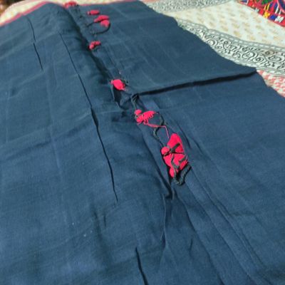 Buy Light Blue Handloom Plain Mulmul Cotton Saree-UNM75575 Online at  Unnatisilks.com|UNM75575