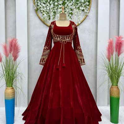 Maroon Metarnity Long Tail Gown, Size: Free Size, Sleeves: Sleeveless at Rs  4000 in Surat