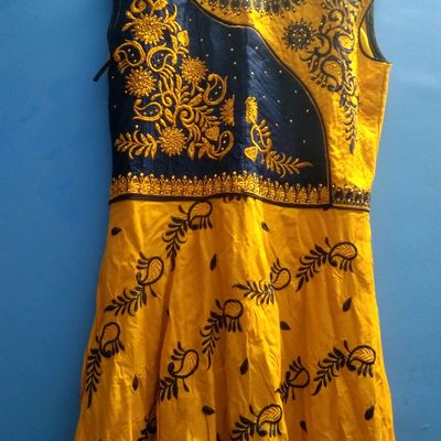 Umbrella Anarkali Dress with Dupatta Bandhej Print